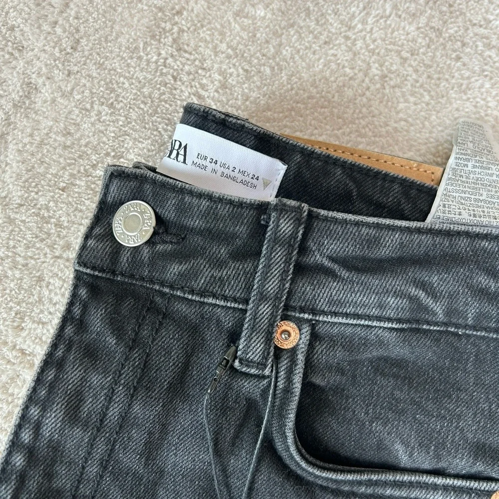 Zara Womens The‎ Skinny Jean With Split Hem Black/Gray Wash Size 2